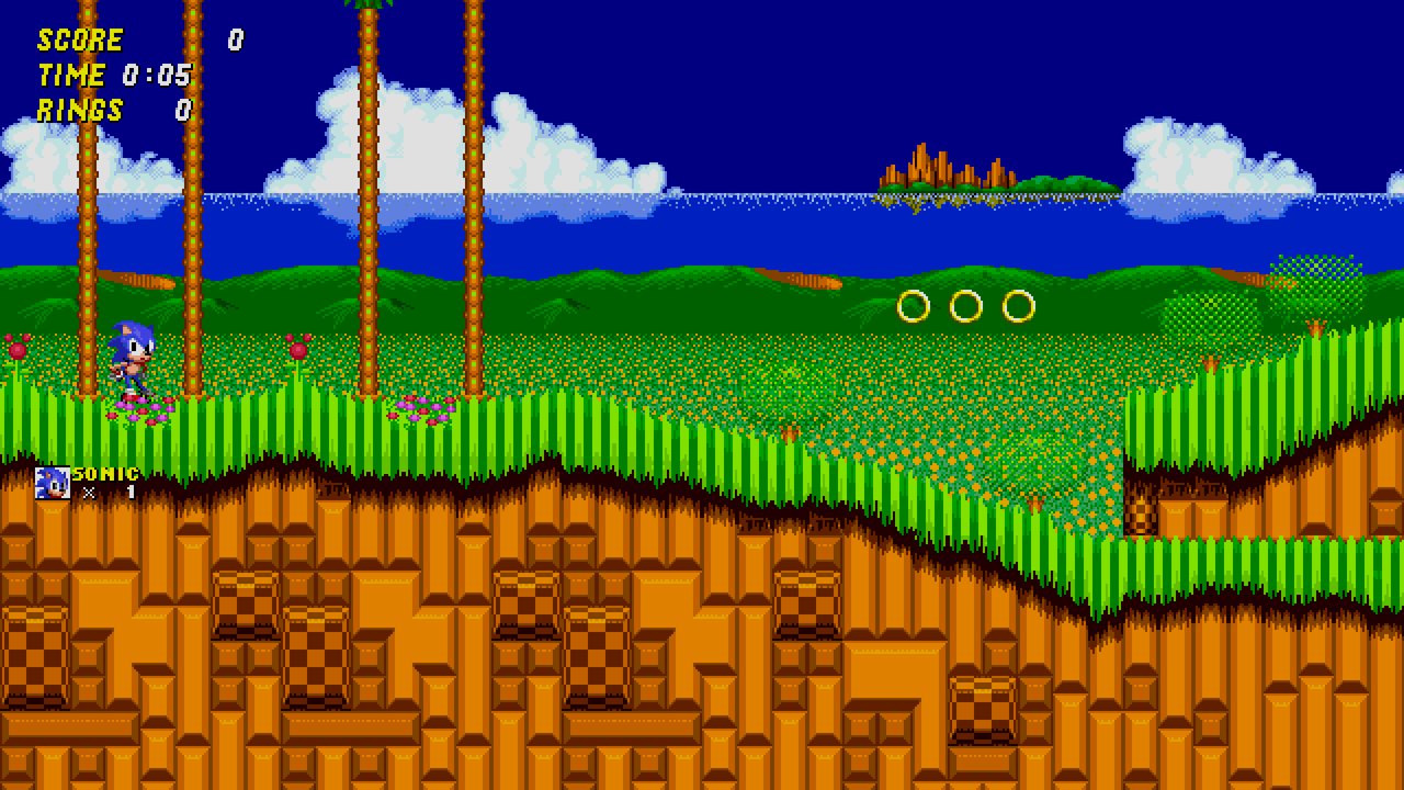Emerald Hill Zone in fullscreen, with a wider view